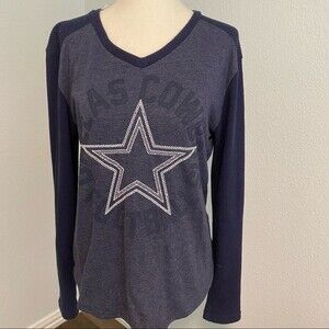 NWOT  DALLAS COWBOYS V-neck Embroidered Navy Ladies Stylish Sweatshirt Size S